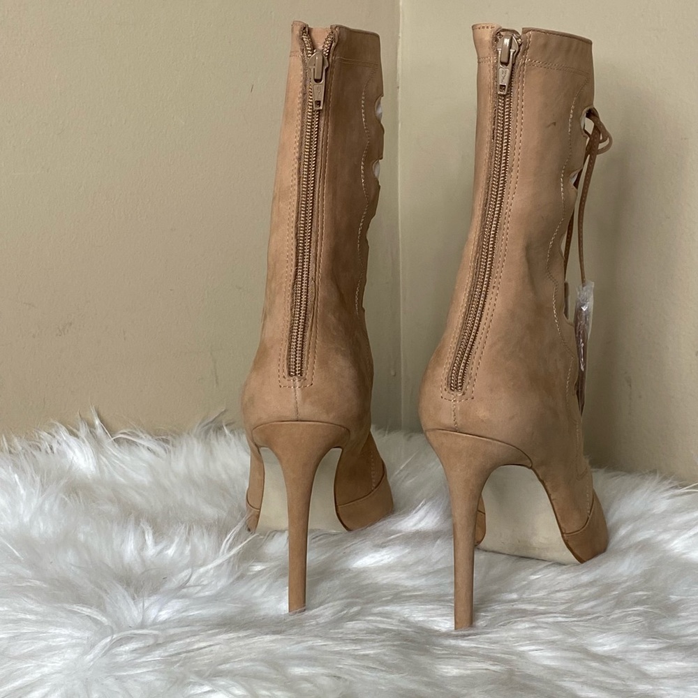 Steve Madden Piper Tan Leather Lace up Pump Bootie - Picture 5 of 11
